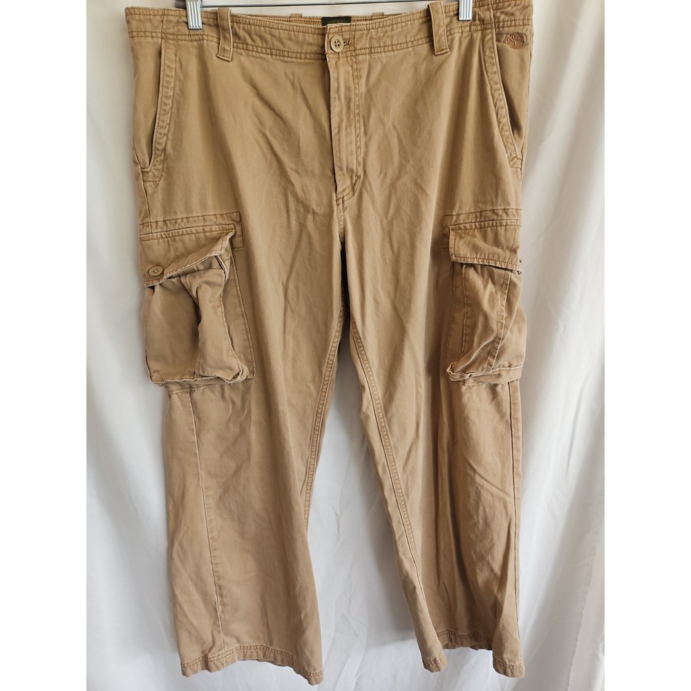 Timberland Men's Cargo Pants Khaki Tan 40x30 100% Cotton Utility Hiking